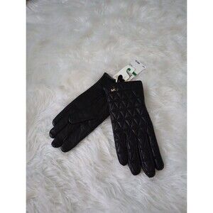 Women's NWT Michael Kors Black Quilted Leather Casual Gloves